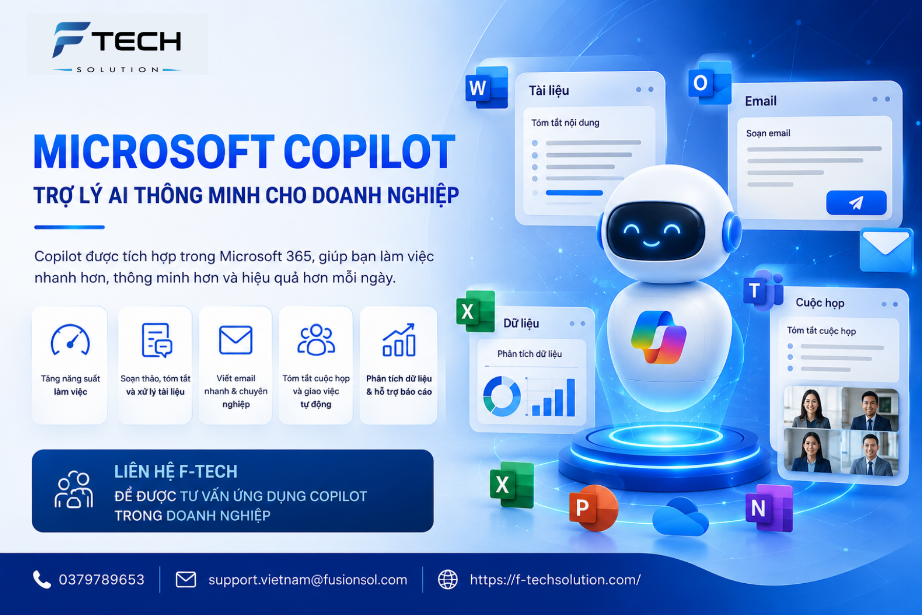 Copilot cho doanh nghiệp, AI trong Microsoft 365, Microsoft 365 Copilot, AI hỗ trợ công việc, ứng dụng Copilot