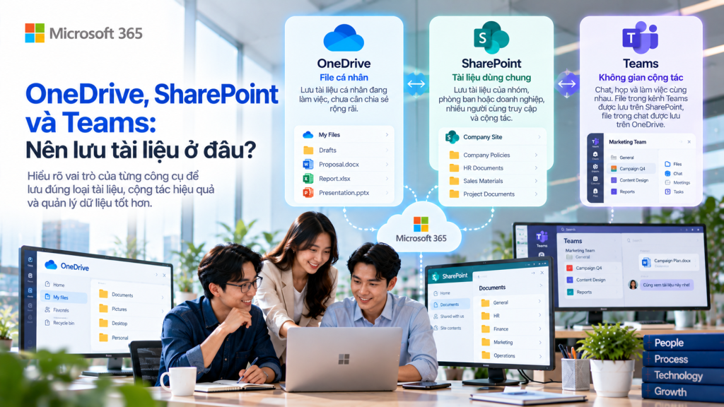 OneDrive, SharePoint và Teams: Nên lưu tài liệu ở đâu?