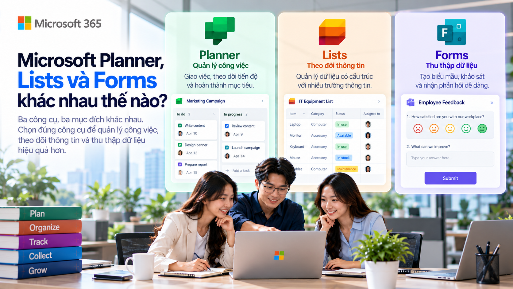 Microsoft Planner, Lists và Forms khác nhau thế nào?