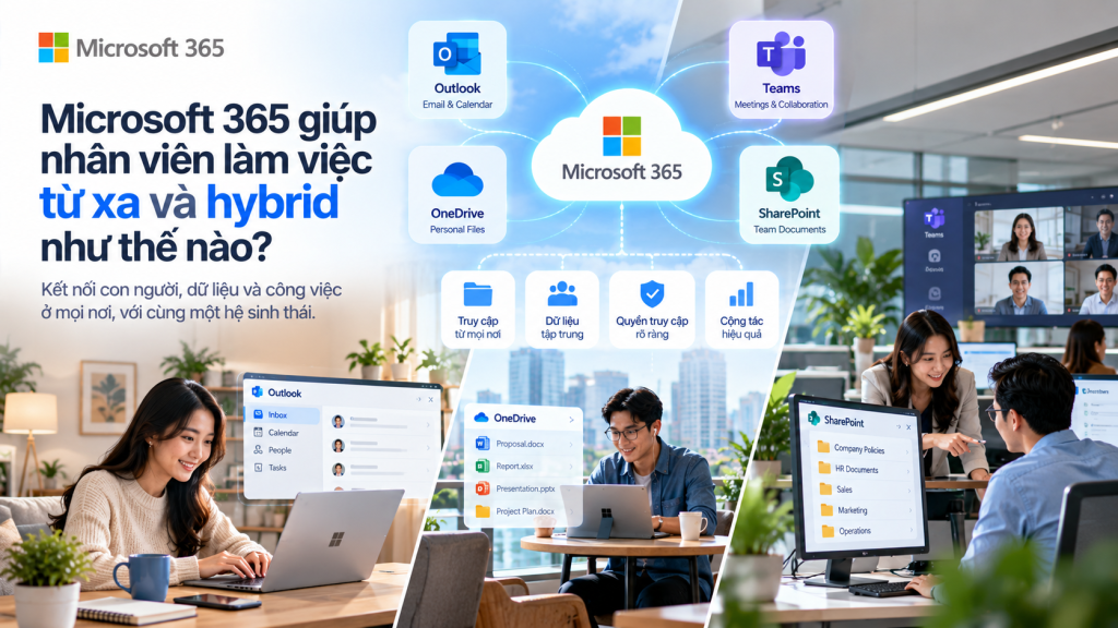 Microsoft 365 hỗ trợ làm việc từ xa và hybrid như thế nào?