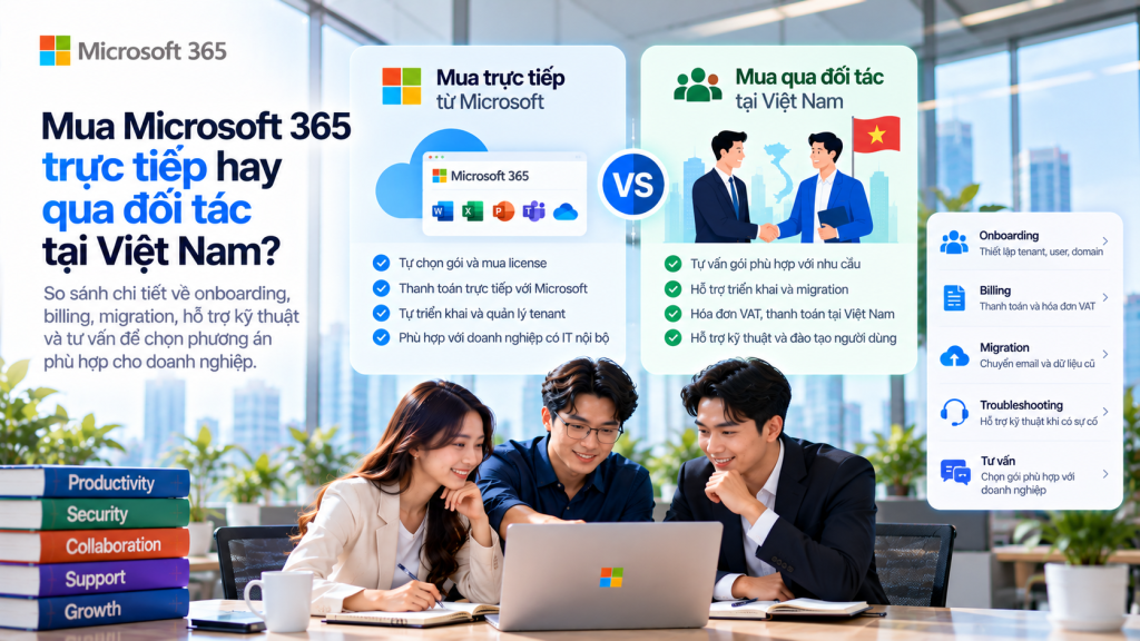 Mua Microsoft 365 trực tiếp hay qua đối tác tại Việt Nam?